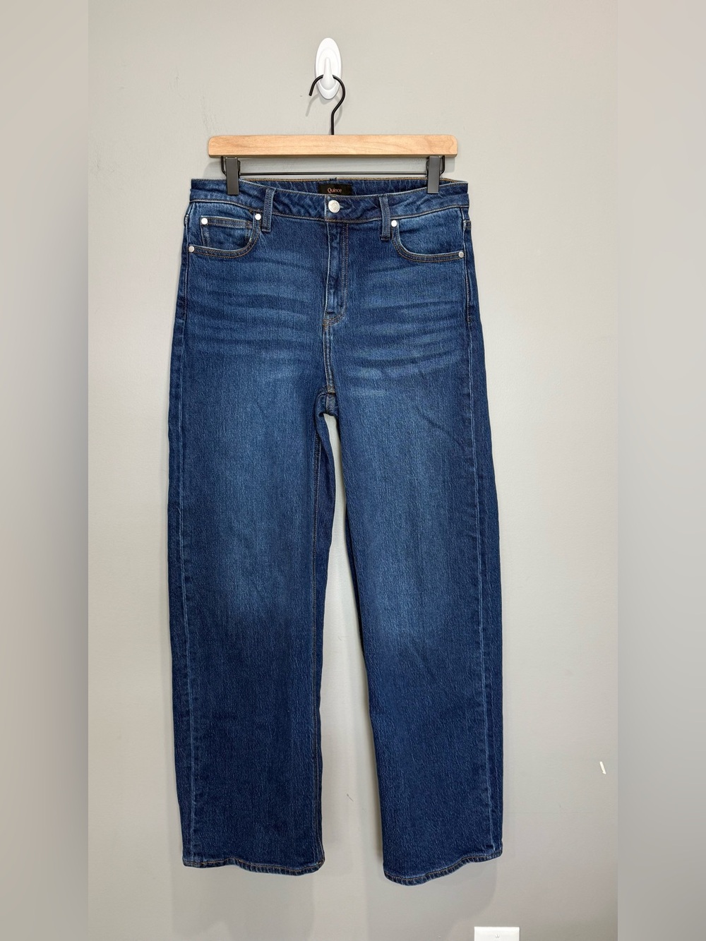 Quince Bella Stretch Relaxed Straight Jeans 29 Stormy Blue High Rise